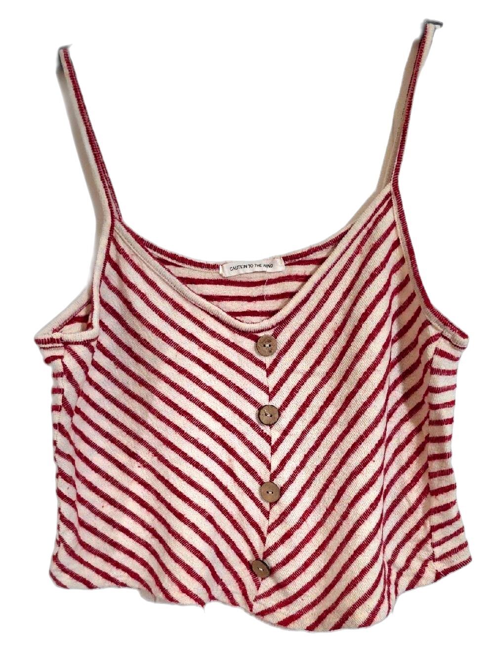 Caution To The Wind Red & White Striped Button-Front Cami